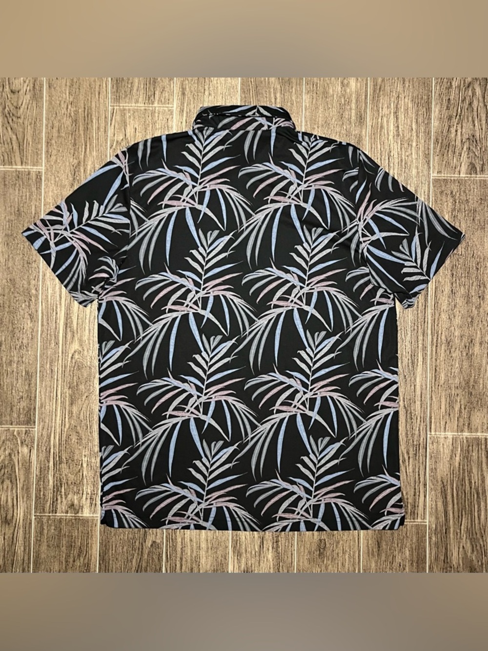 Travis Mathew Mens XL Black Tropical Palm Leaf Pima Cotton Blend Golf Polo Shirt - Picture 5 of 7
